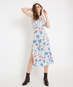 Spring Long Summer Dress with Back Tieup Detail and Side Slits