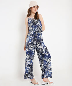 Leaf Print Long Summer Jumpsuit