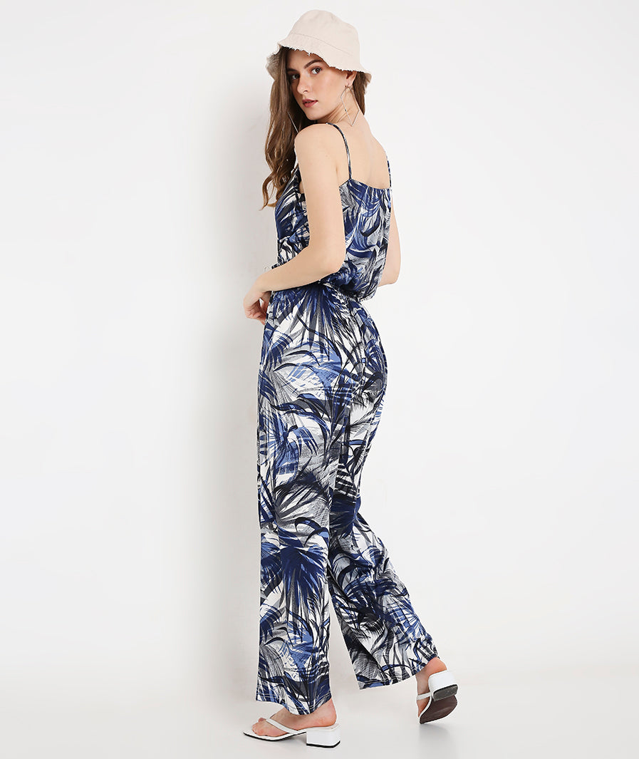 Leaf Print Long Summer Jumpsuit