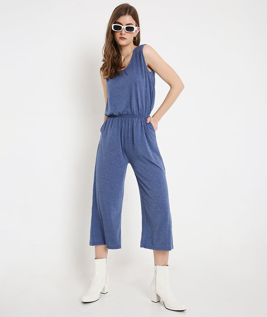 Blue Summer Jumpsuit with  Pockets