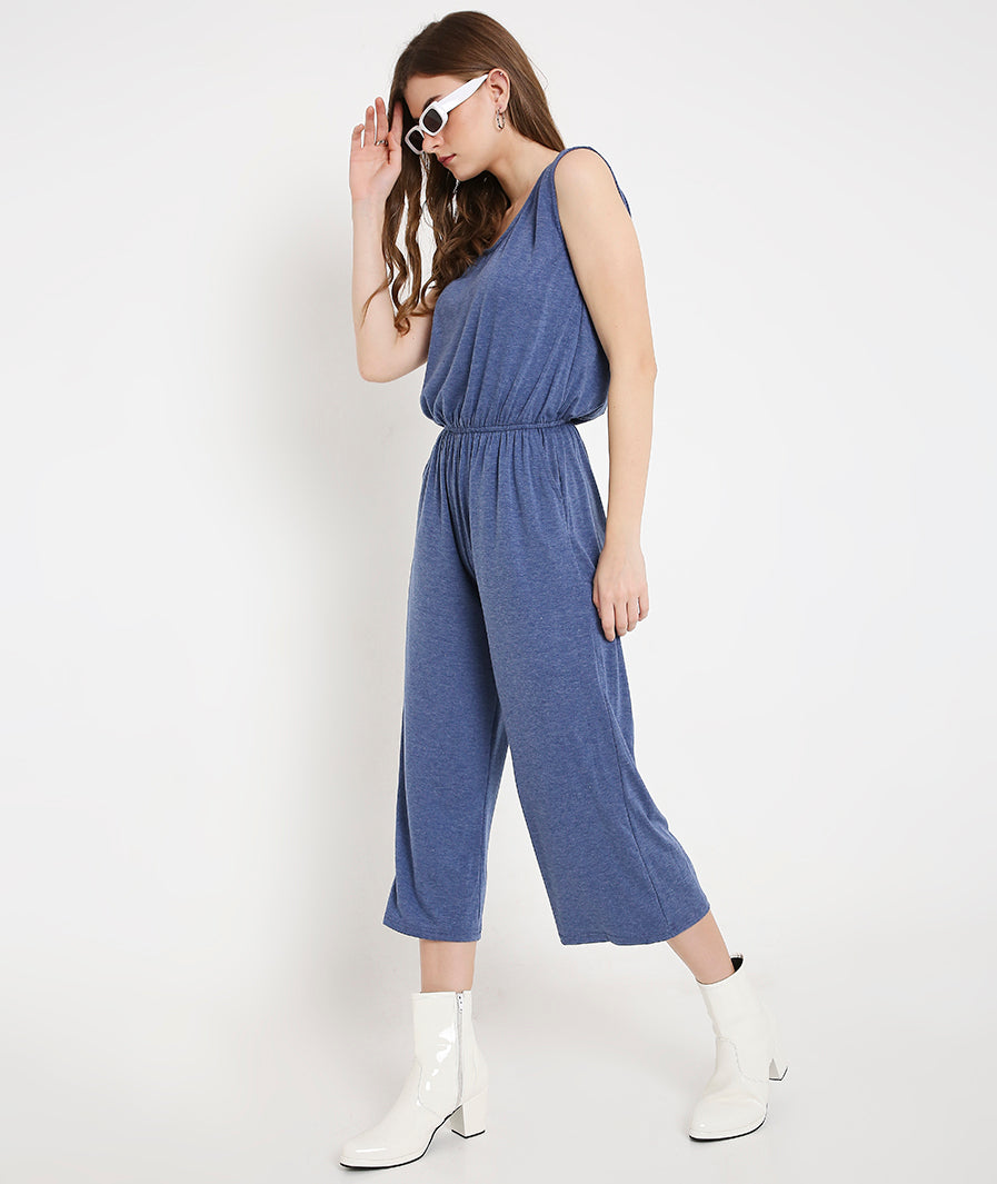 Blue Summer Jumpsuit with  Pockets