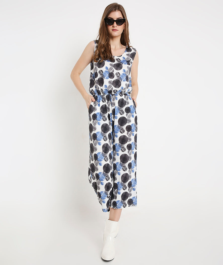 Large Circles Summer Jumpsuit with  Pockets