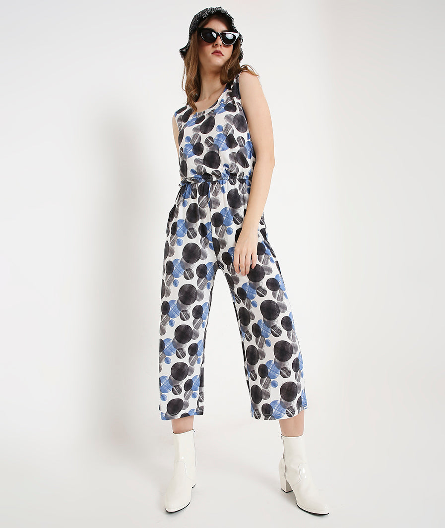 Large Circles Summer Jumpsuit with  Pockets