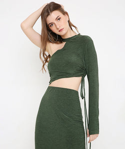 Green Thumb loop Top + Drawstring Skirt Set