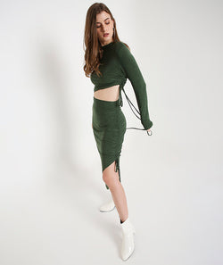 Green Thumb loop Top + Drawstring Skirt Set