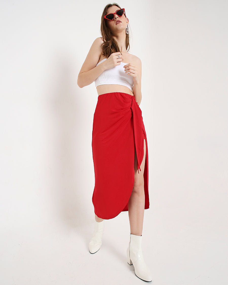 Red Crystal Wraparound Skirt