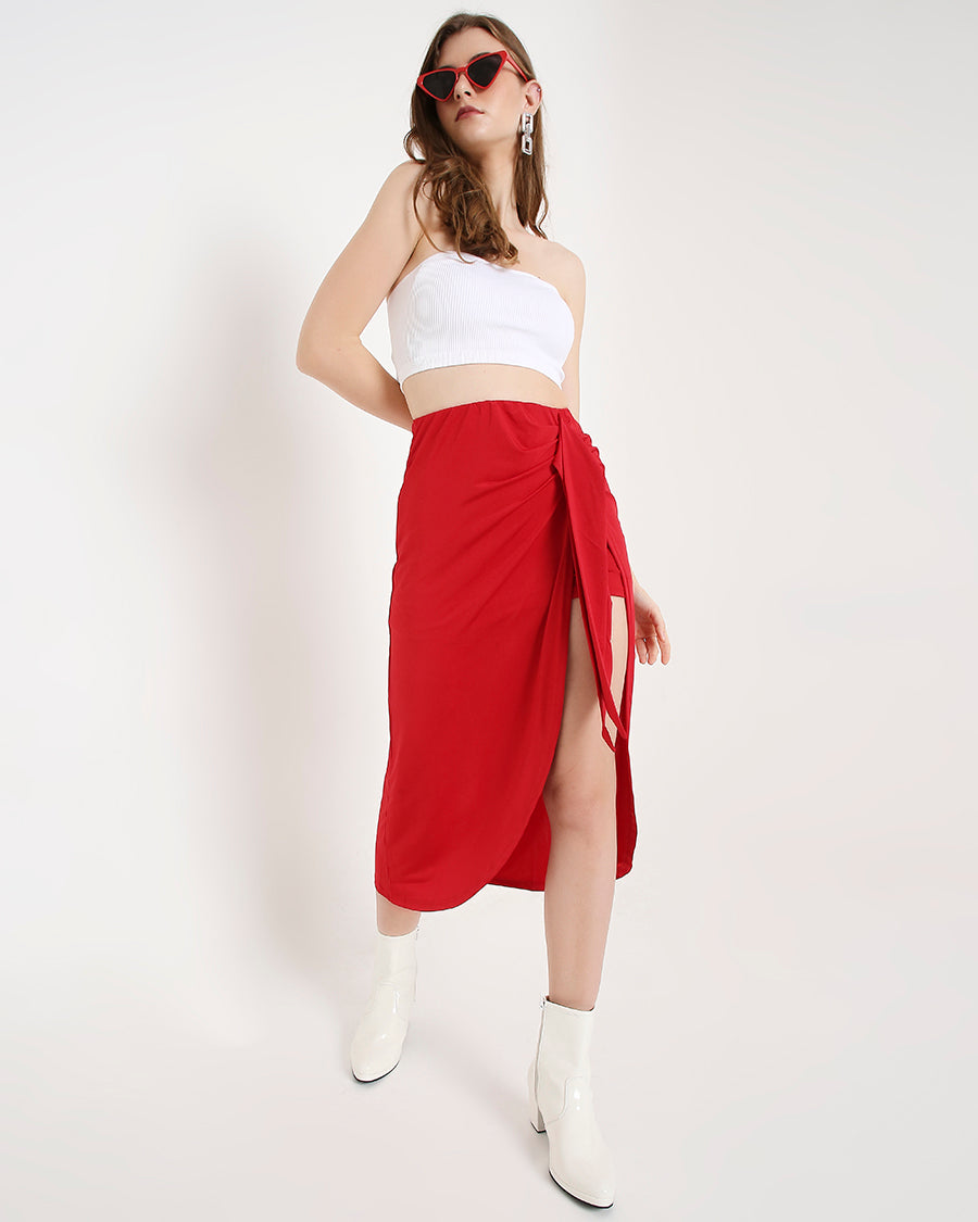 Red Crystal Wraparound Skirt