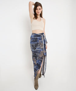 Bamboo Print Front Knot Skirt