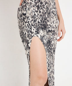 Animal High Slit Skirt