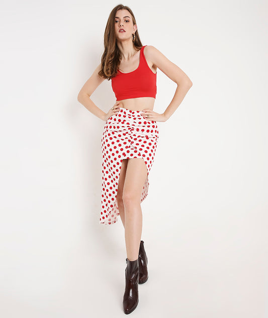 Red Polka Midi Skirt