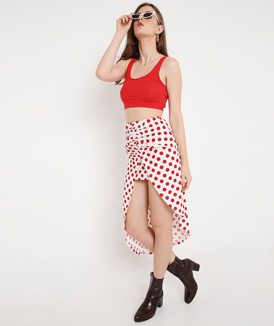 Red Polka Midi Skirt