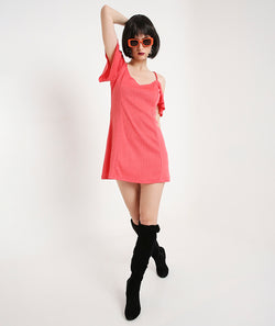 Pink Open Shoulder Summer Dress