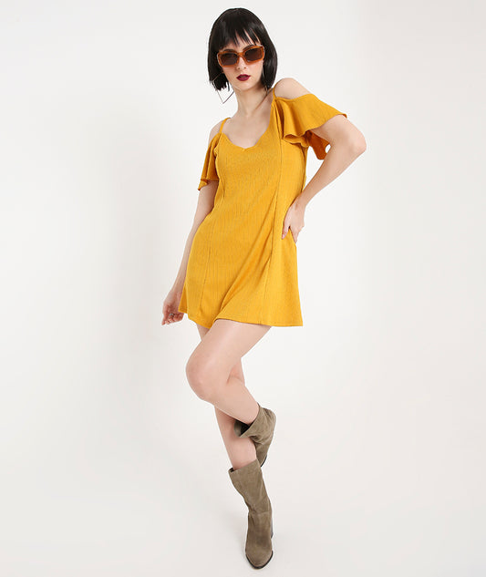 Yellow Open Shoulder Summer Dress