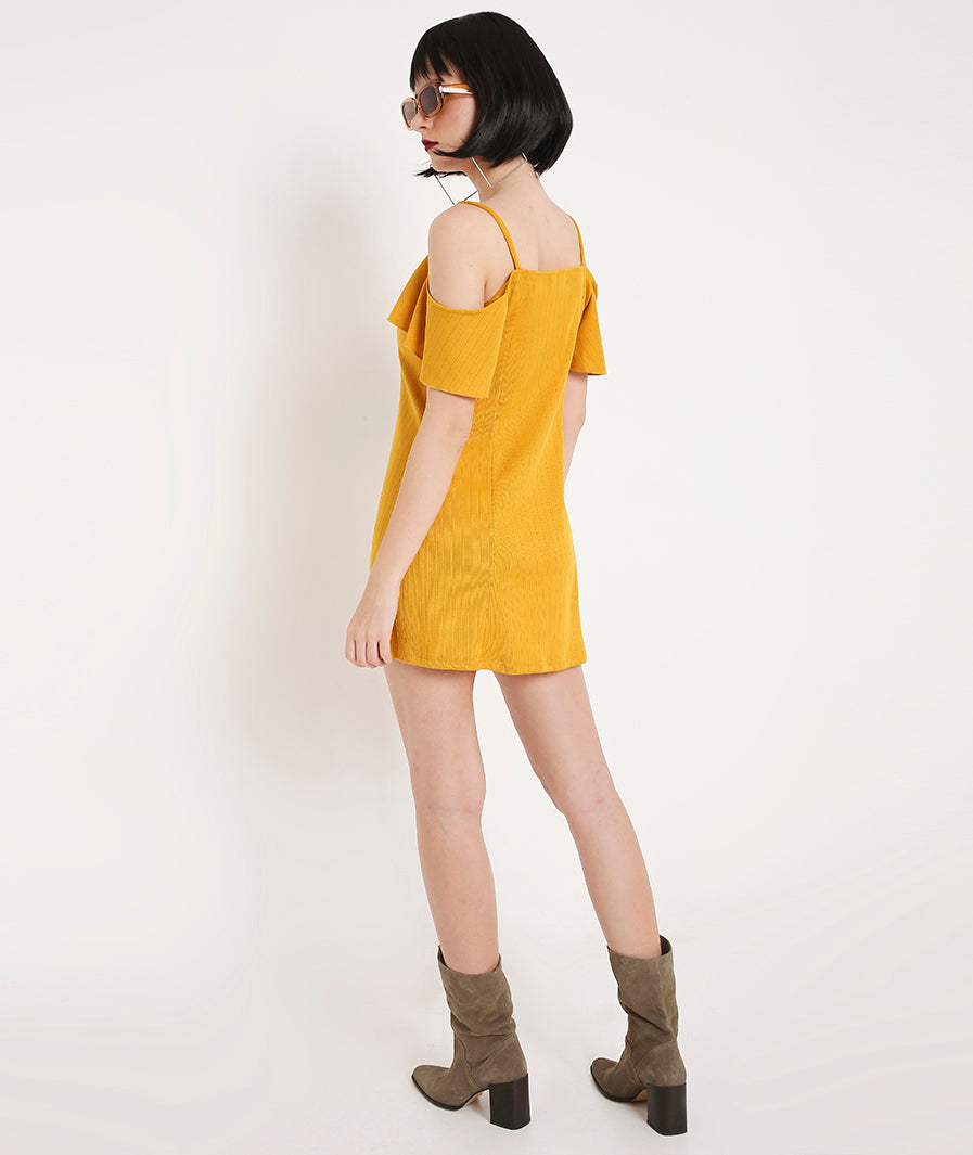 Yellow Open Shoulder Summer Dress