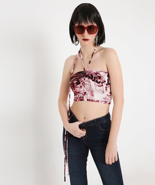 Tie Dye Beach Crop Top with Long Back TieUps