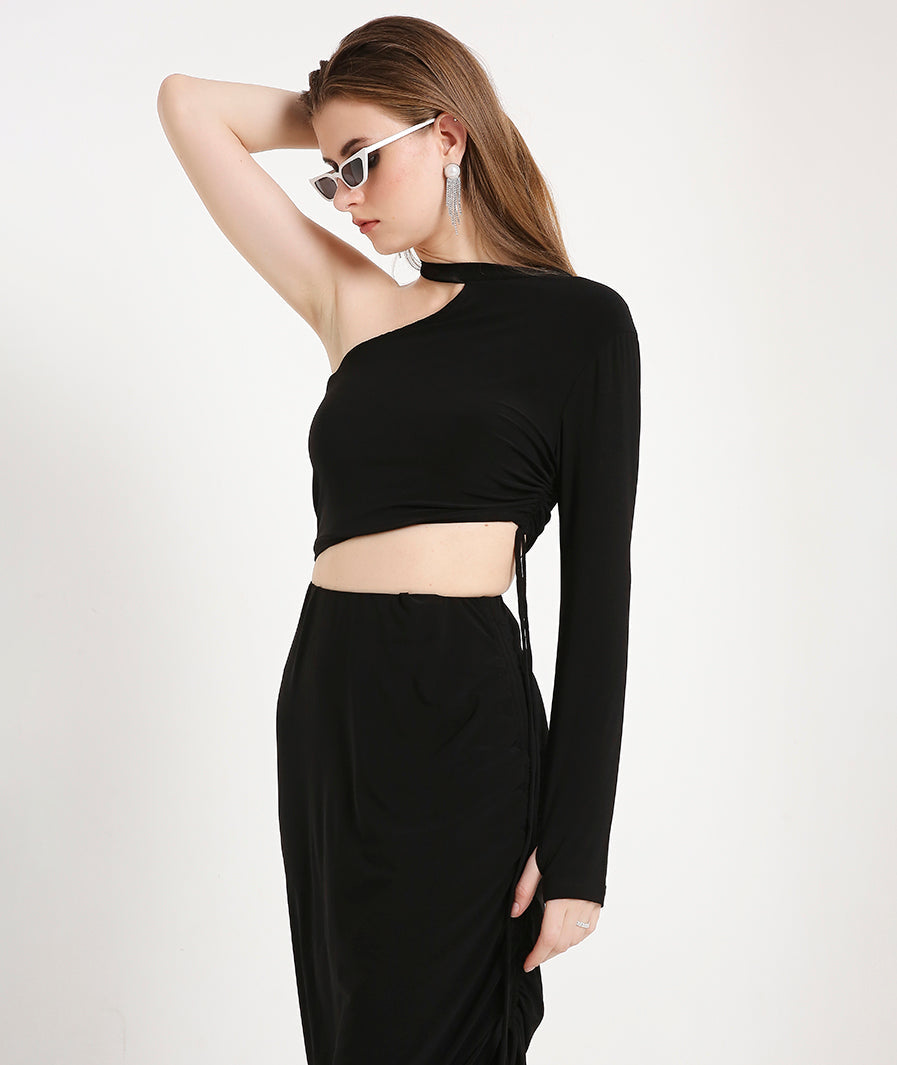 Black Crystal Skirt with Thumb loop Top Set