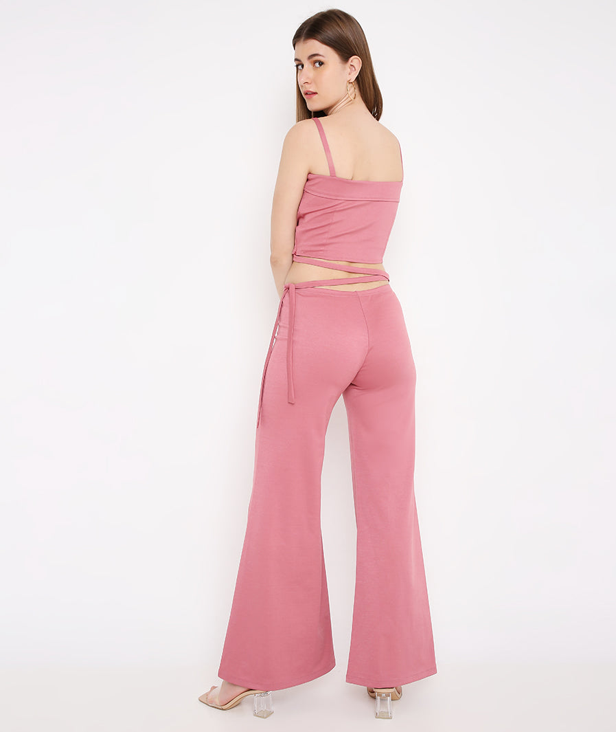 Pink Top + Front Vent Trousers Set