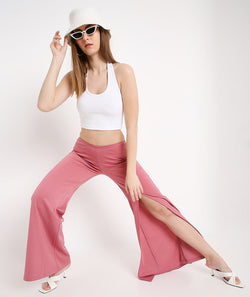 Hot Pink Bootleg Front Slit Pants