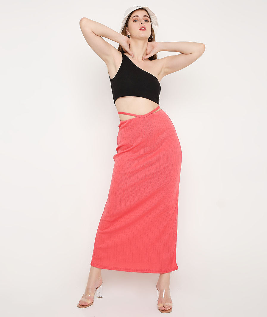 Punch Skirt with a Slit and TieUp String