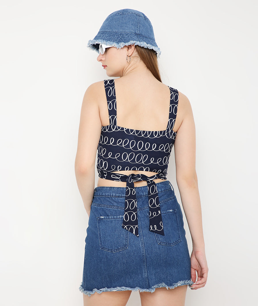 Wired Crop Top with Back Tie-Up Detail