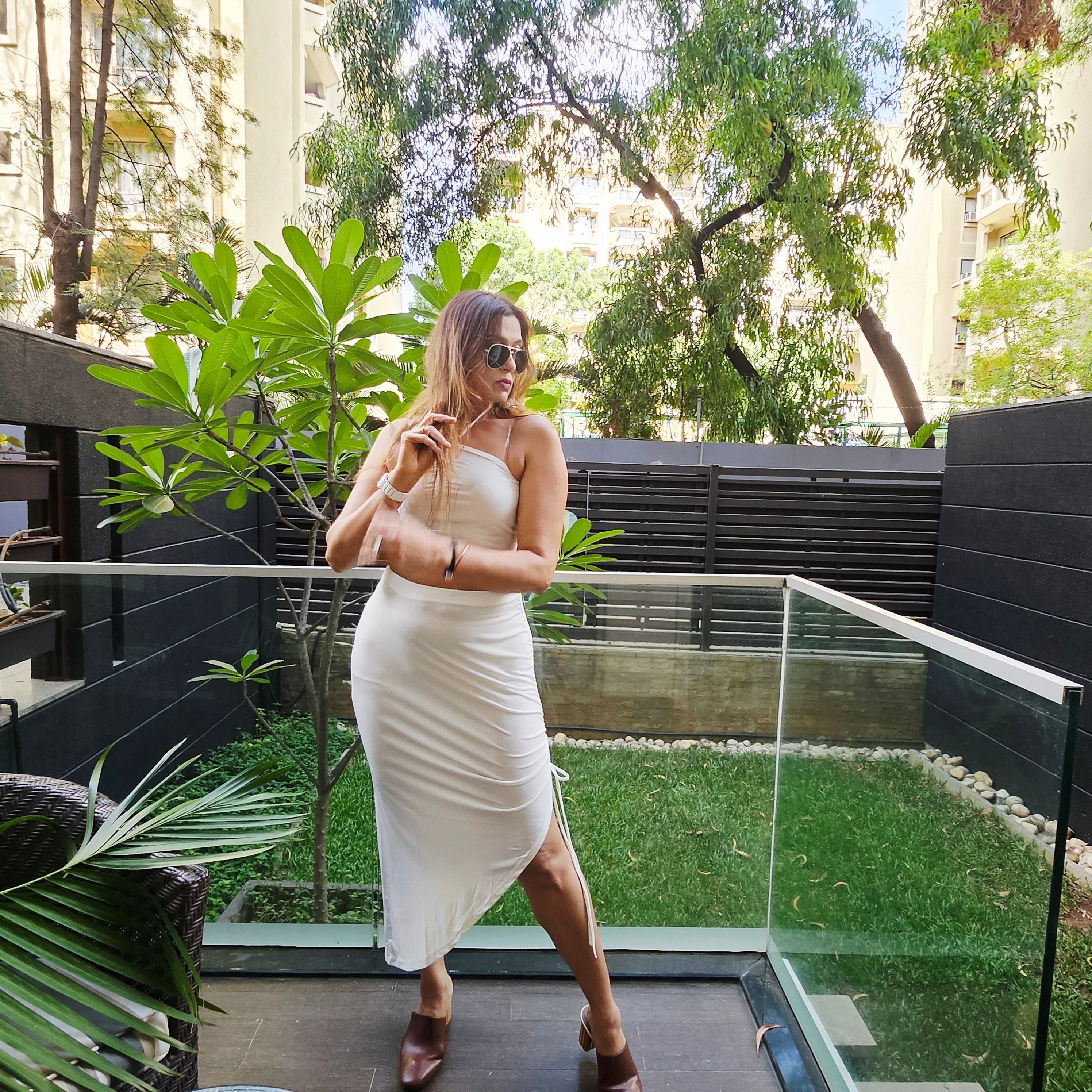 Egg White Top + Drawstring Skirt Set