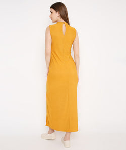 Long Yellow Slit Dress