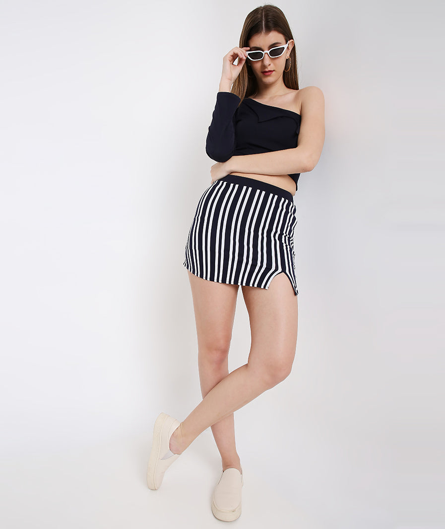 Black Stripes Mini Skirt