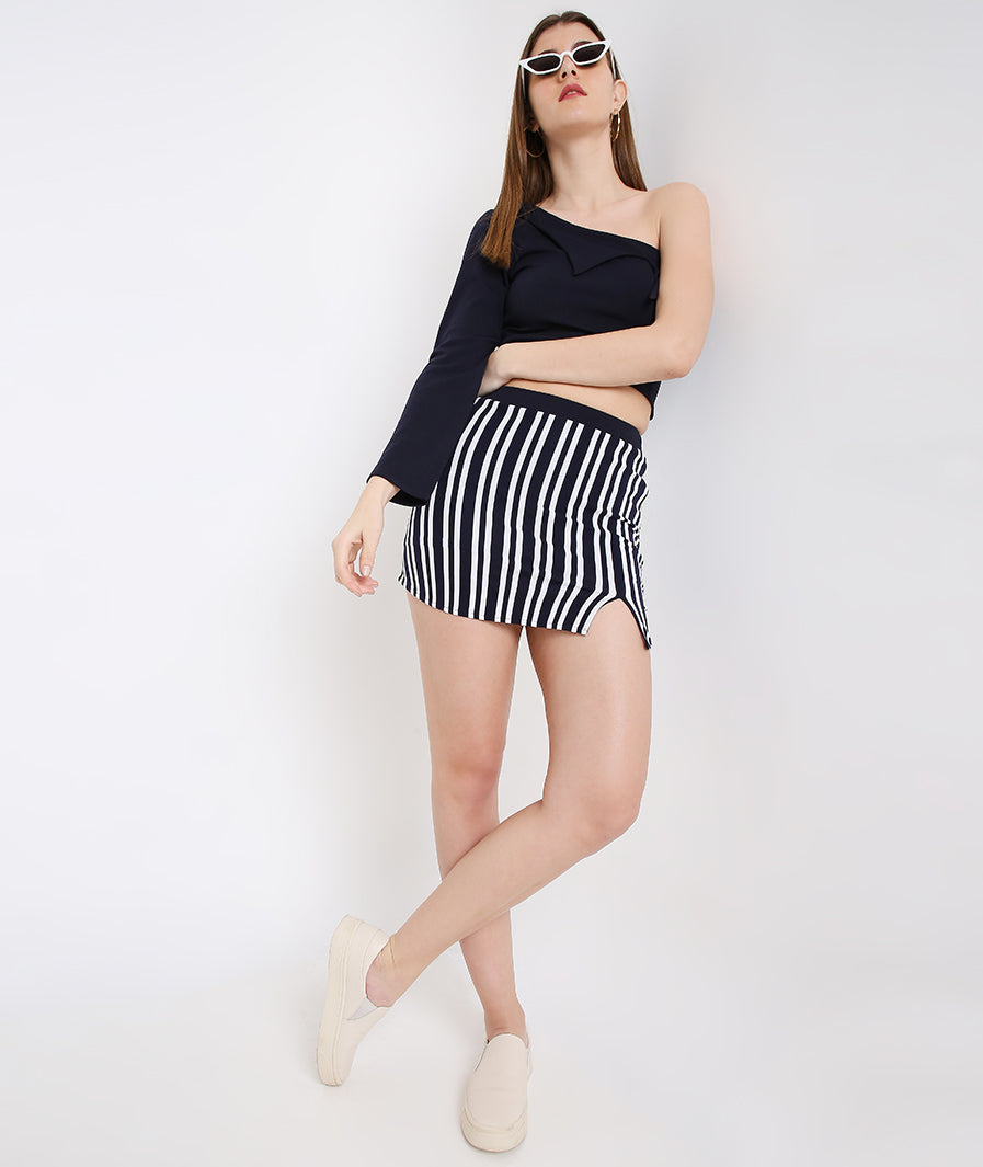 Black Stripes Mini Skirt