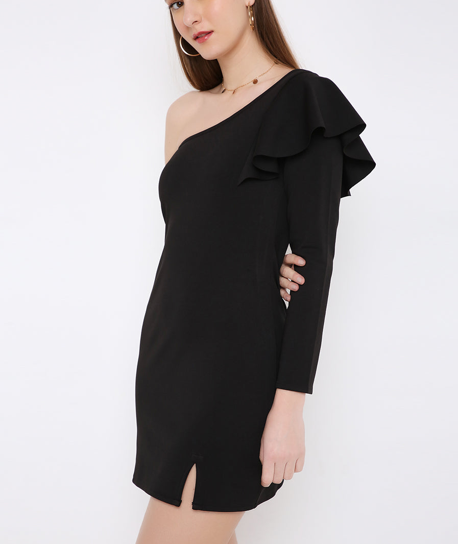 Black Flounced Mini Dress