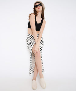 White Polka Wraparound Skirt