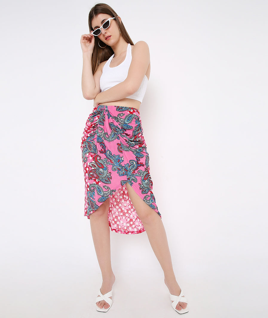 Pink Paisley Sarong Skirt