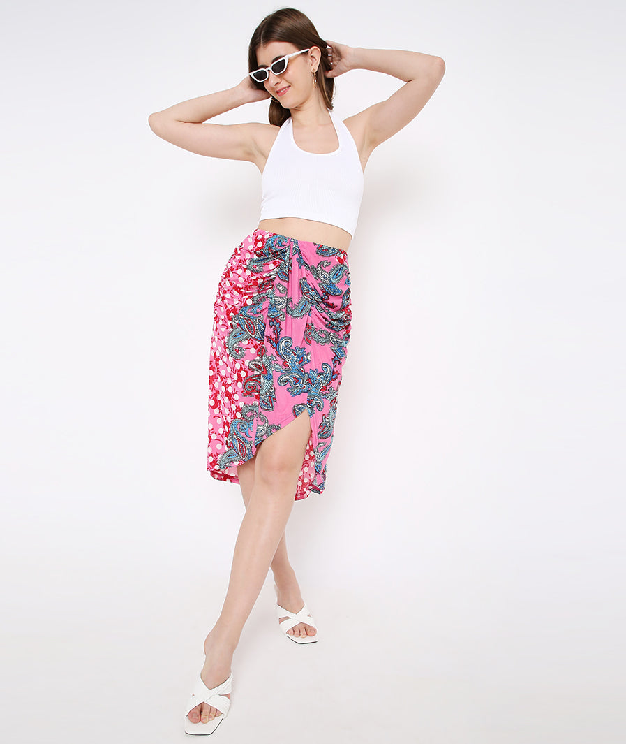 Pink Paisley Sarong Skirt