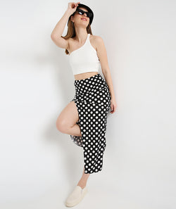 High Slit Skirt with Polka Dots