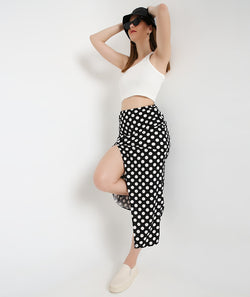 High Slit Skirt with Polka Dots