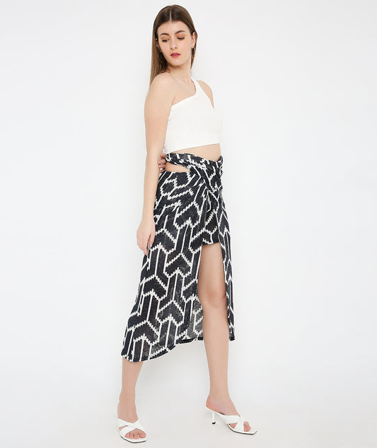 Black Arrow Tie up Skirt