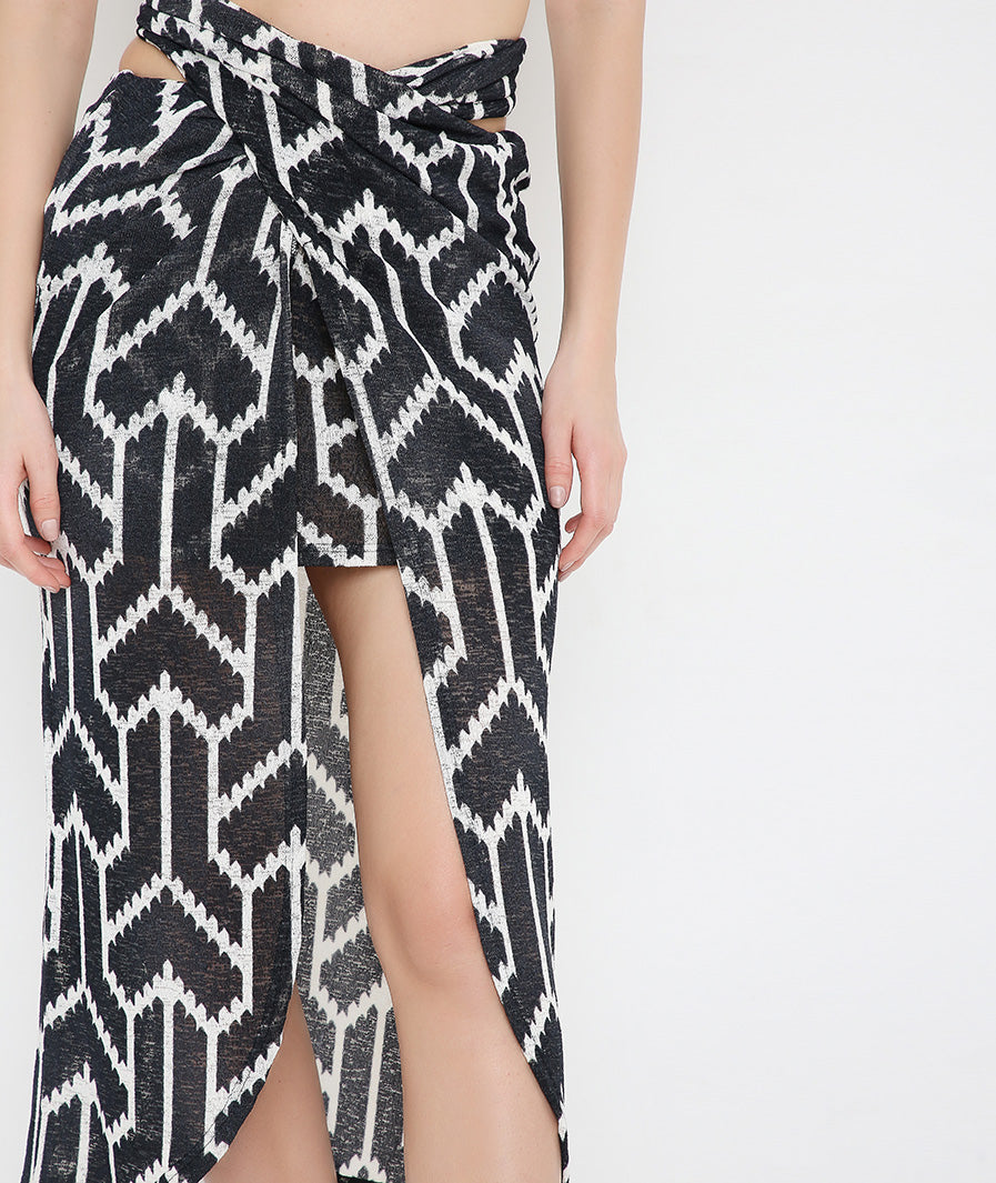 Black Arrow Tie up Skirt