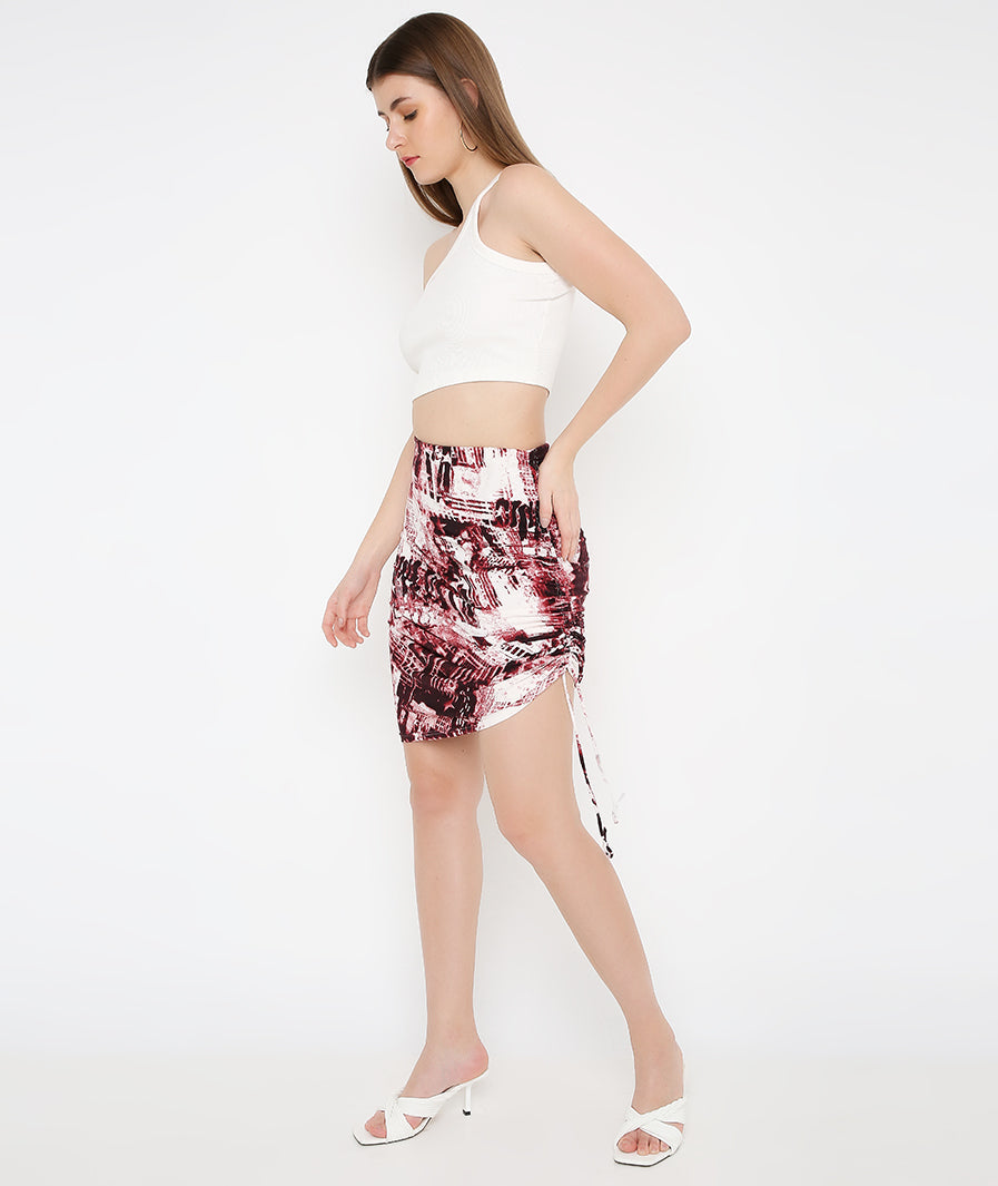 Tie Dye Side Drawstring Skirt