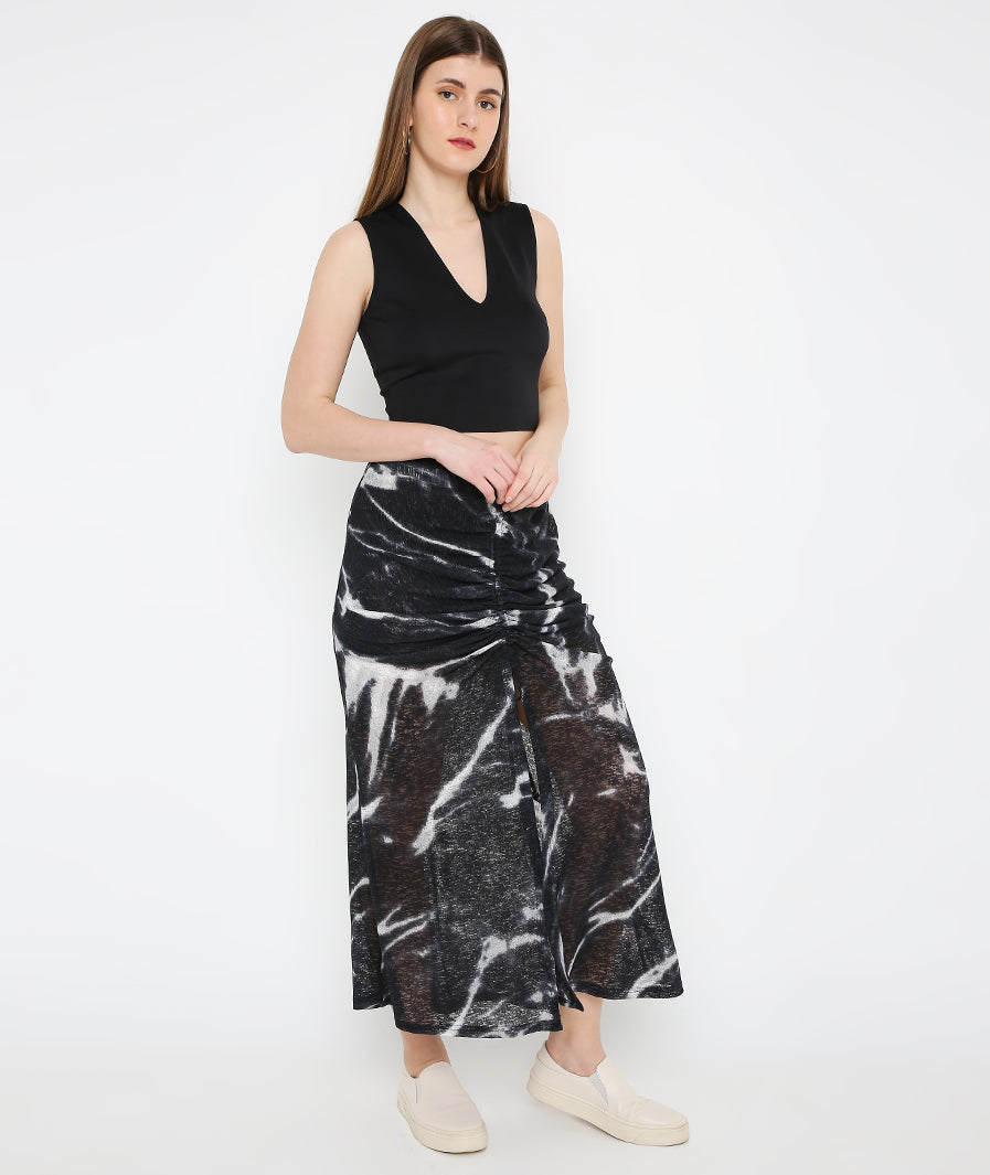 Black Drawstring Long Skirt