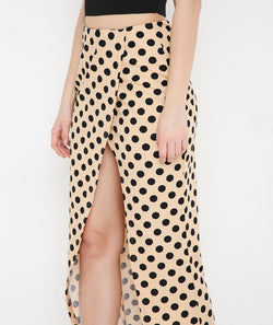 Cream Polka Long Tulip Skirt