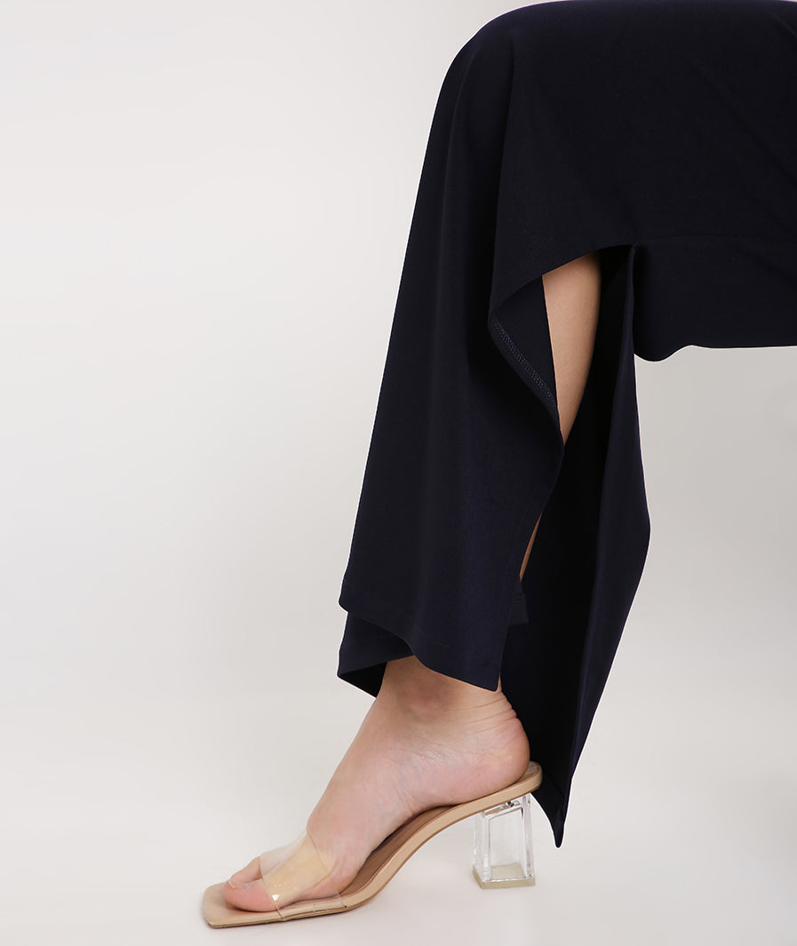 Navy Blue Trousers with Side Vents