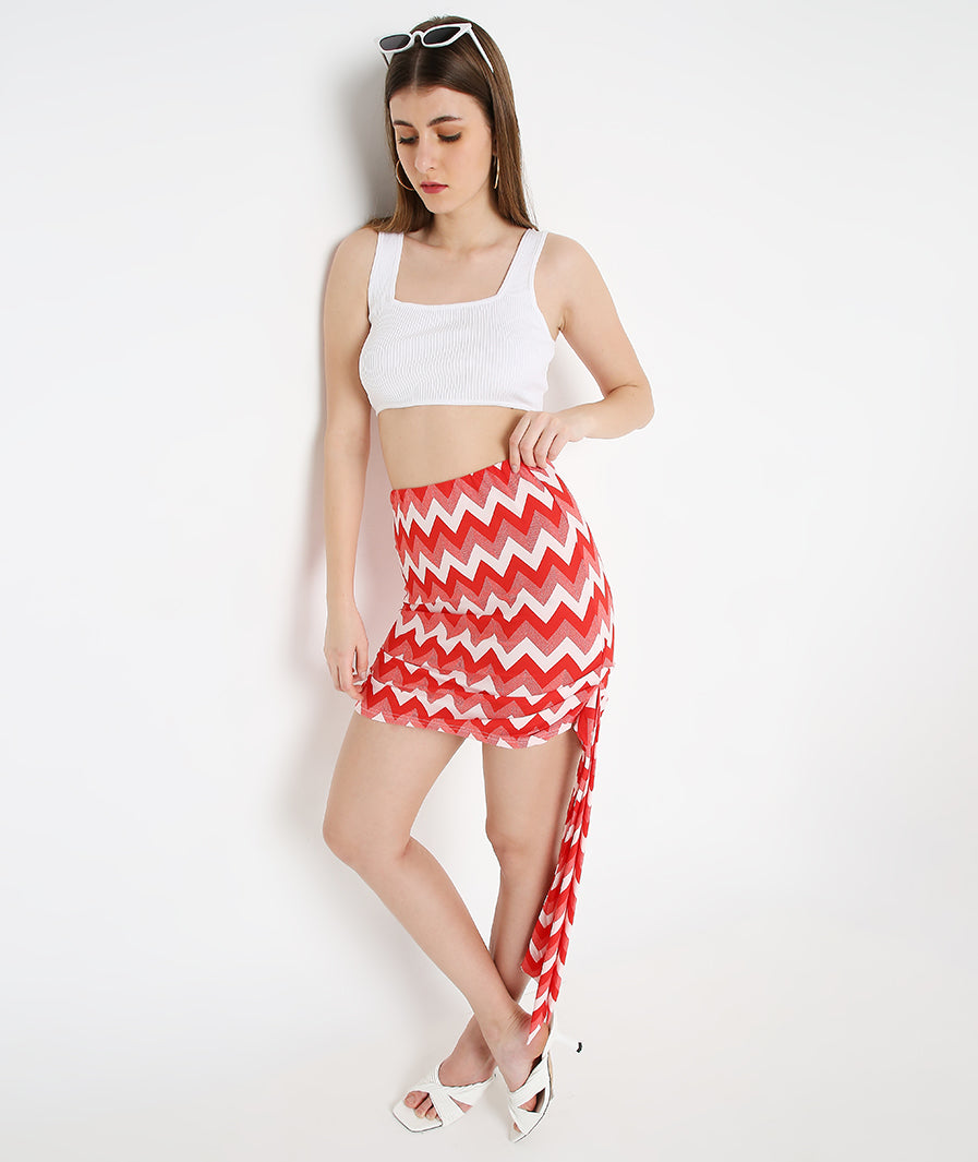 Zic Zac Knotted Mid Length Skirt