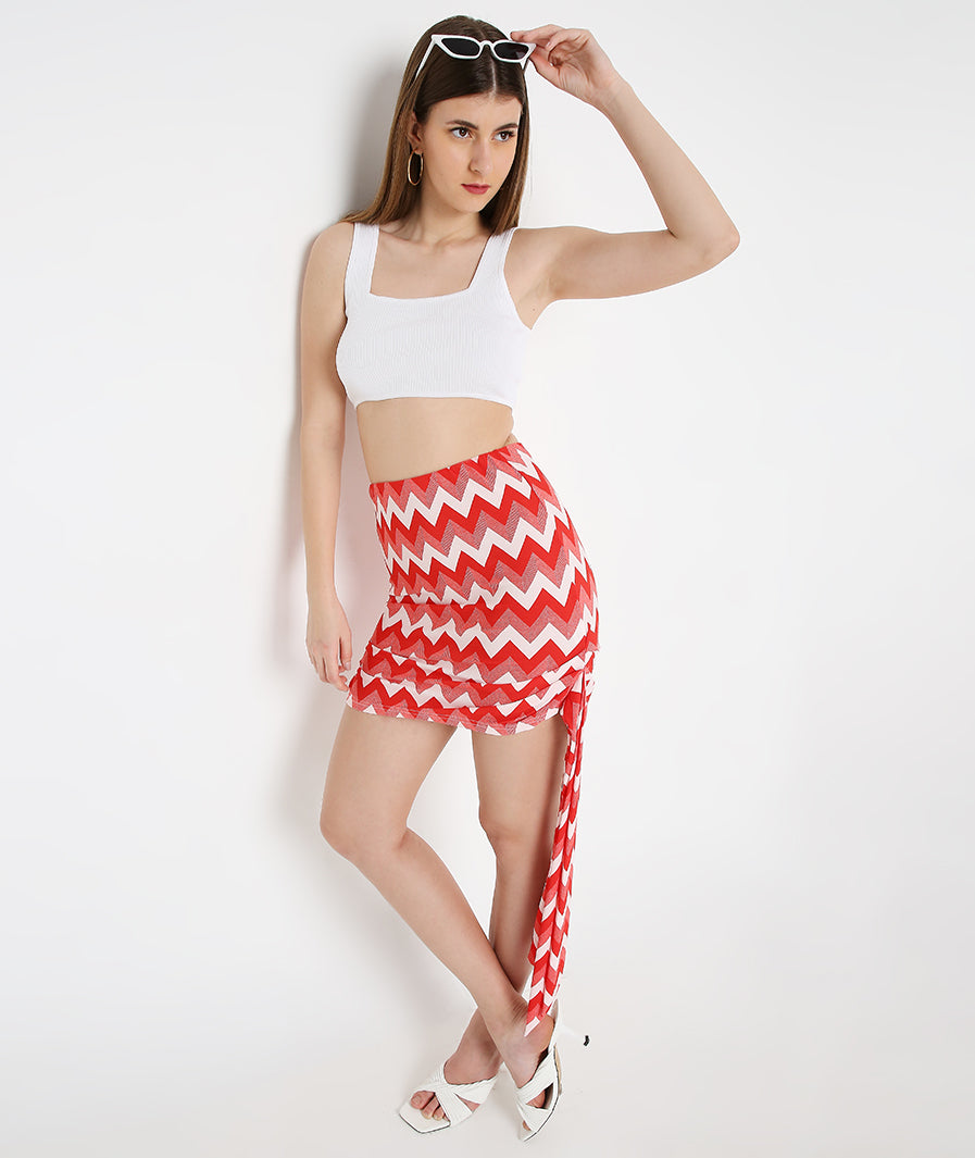 Zic Zac Knotted Mid Length Skirt