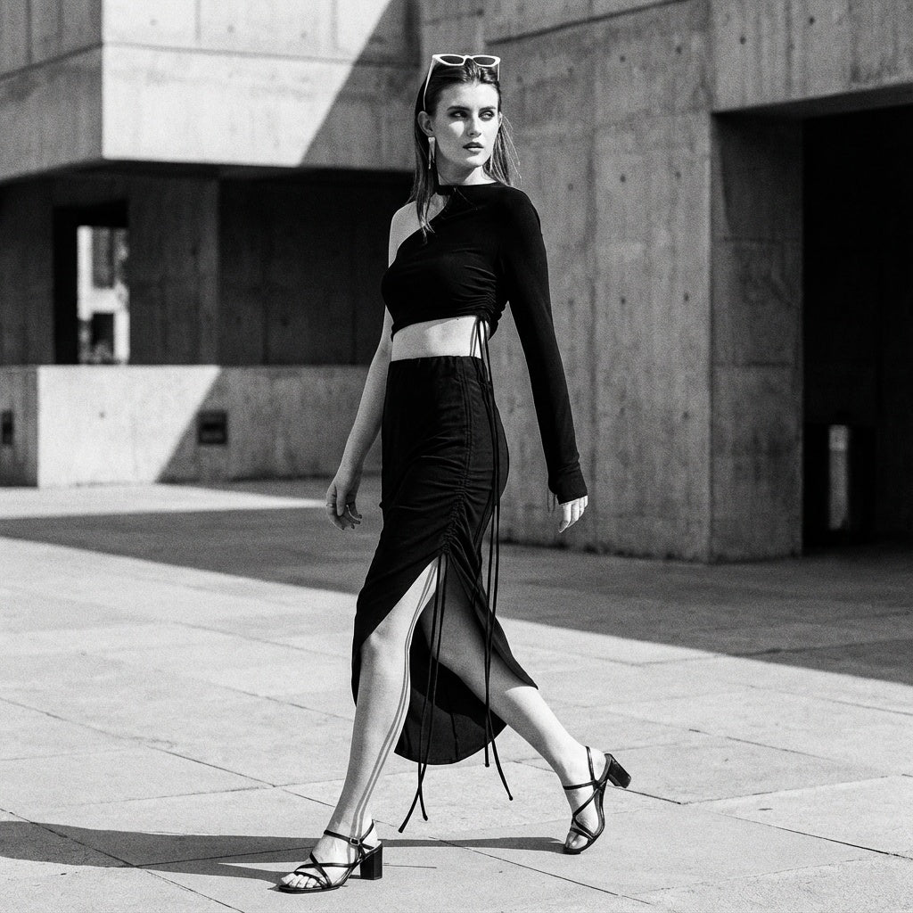 Drawstring Asymmetrical Skirt