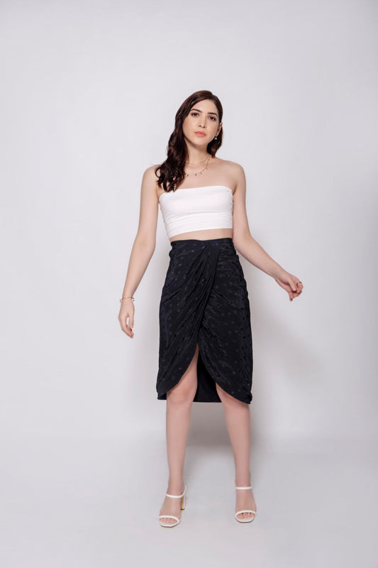 Black Jacquard Sarong Skirt