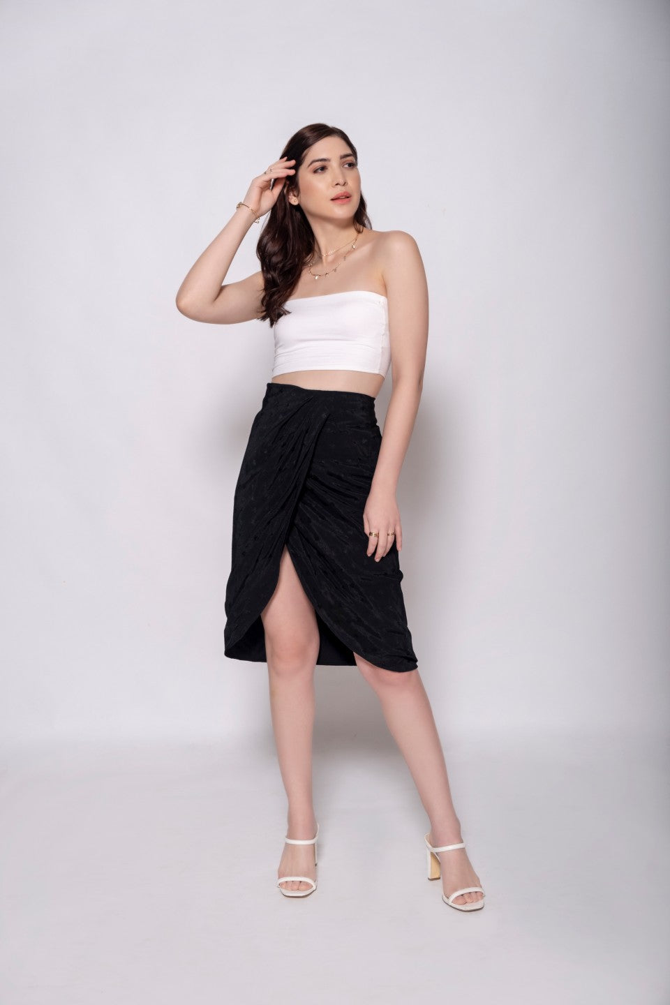 Black Jacquard Sarong Skirt