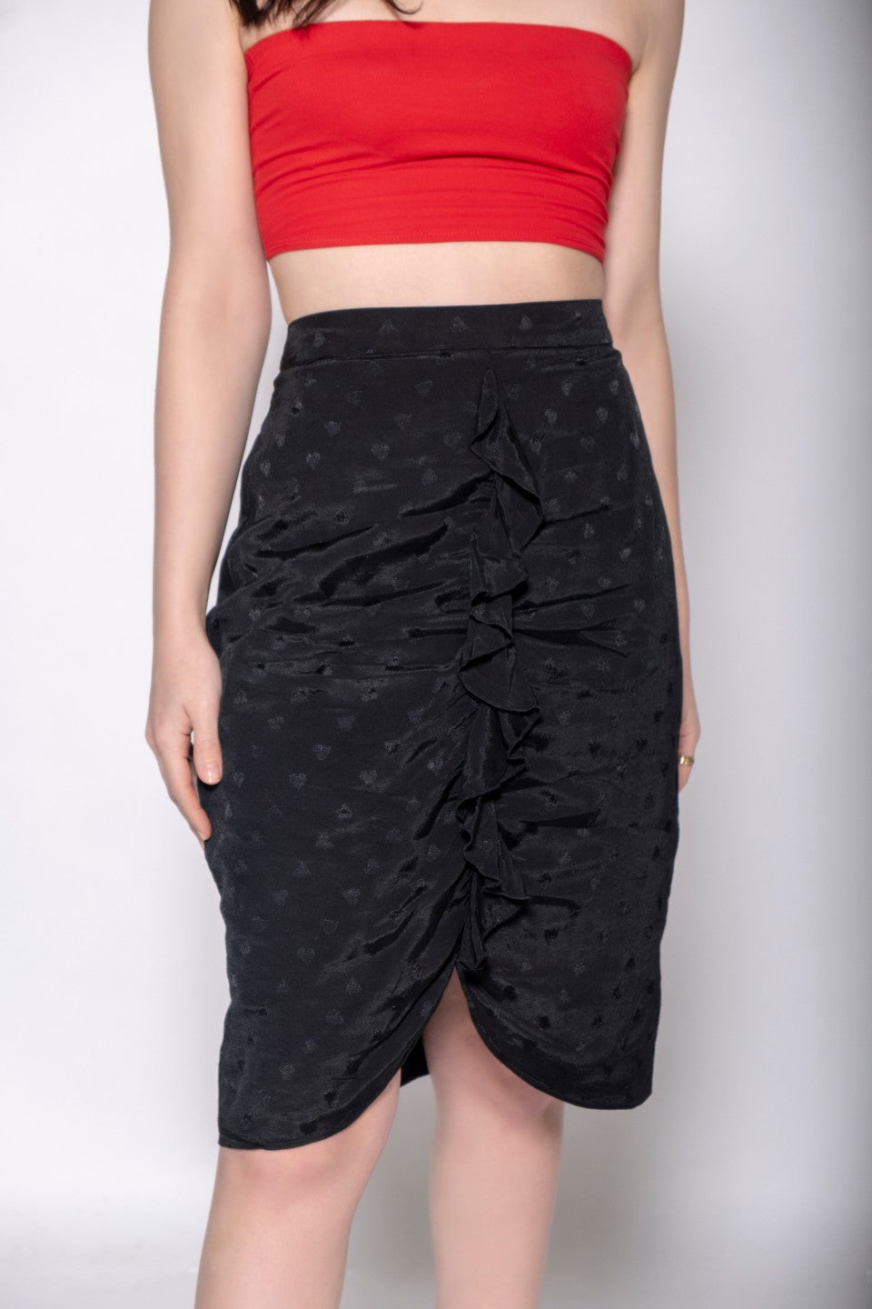 Black Jacquard Frill Skirt