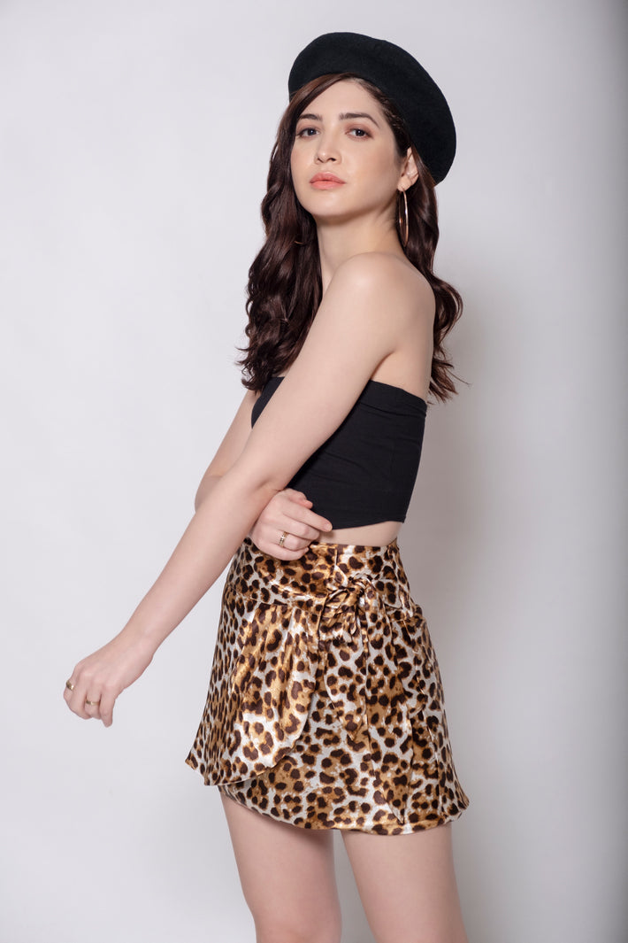 Animal Wrap Around Mini Skirt