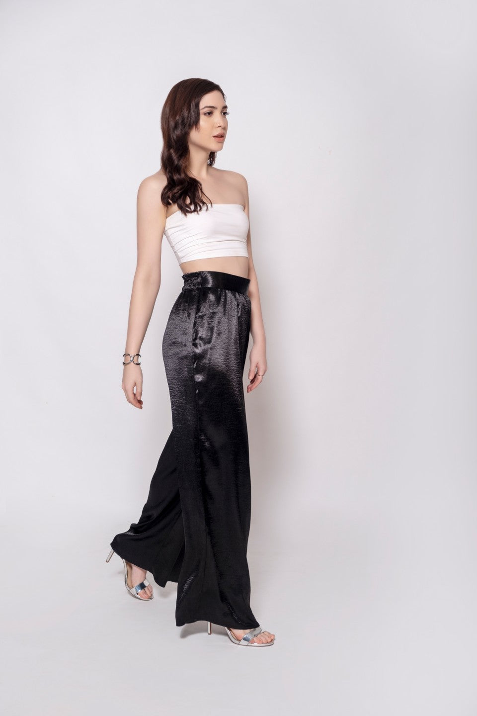 Black Metallic Velvet Pants