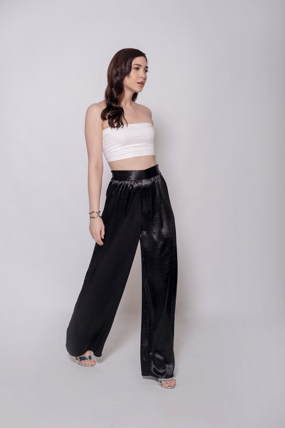 Black Metallic Velvet Pants