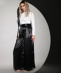 Black Metallic Velvet Pants